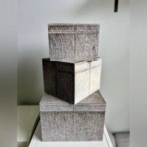 Rare Lazy Susan Faux Pony Hair (cowhide) Nesting Boxes